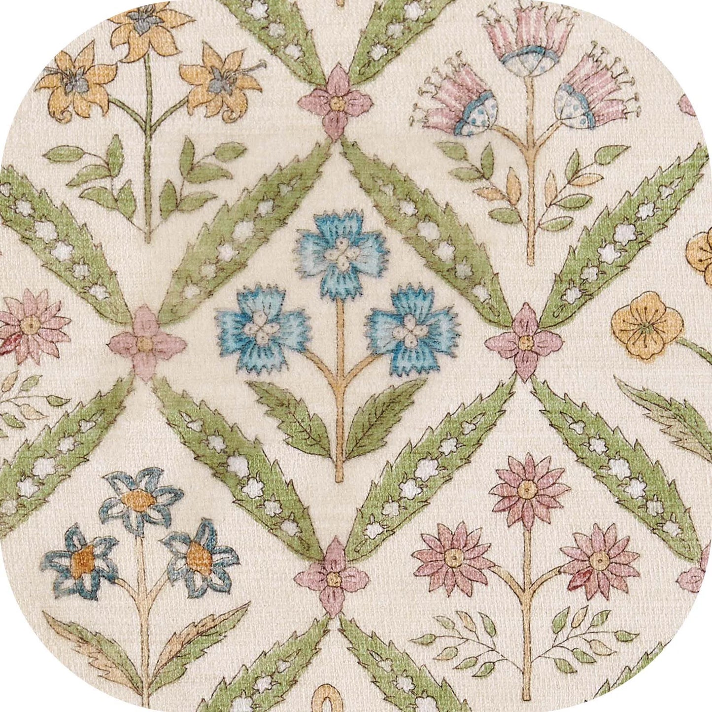 Washable Area Rug Vintage Botanical Kitchen Mat