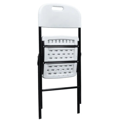 4 Pack Plastic Folding Chairs White and Black