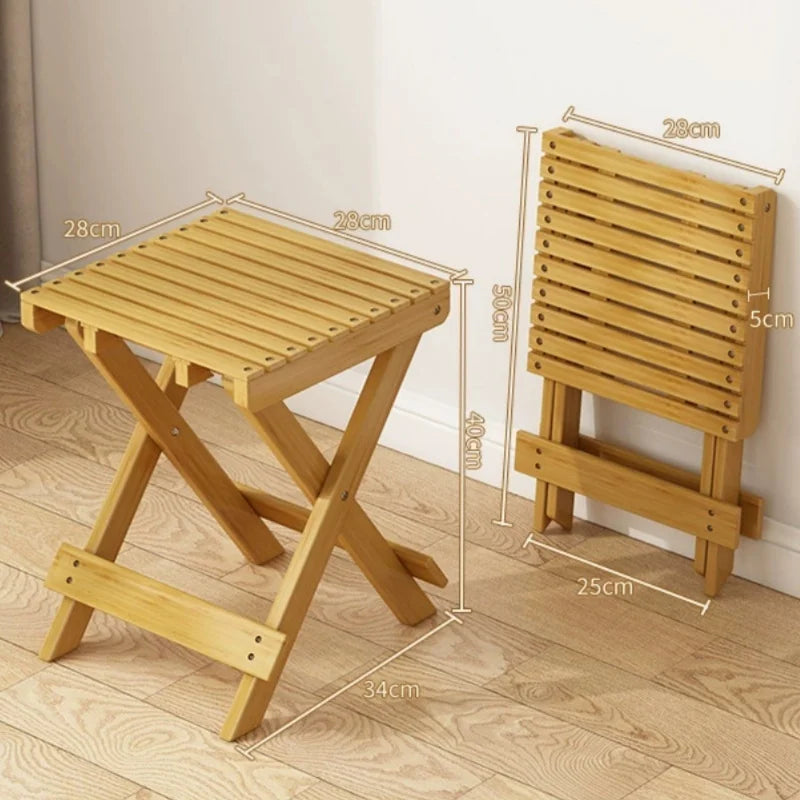 Folding Portable Bamboo Stool