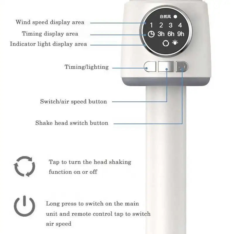USB Rechargeable Floor Fan Silent Turbine Air Circulation