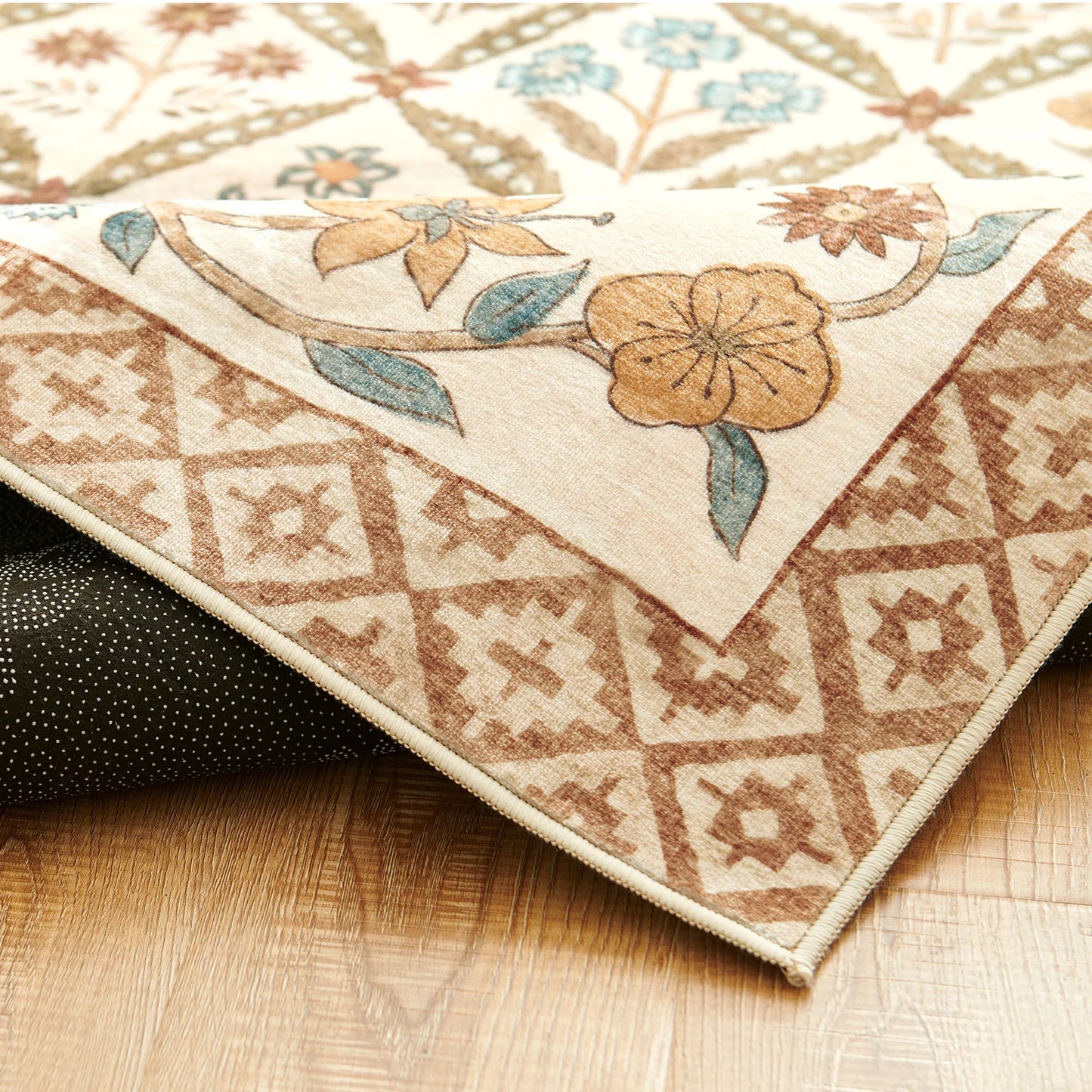 Washable Area Rug Vintage Botanical Kitchen Mat