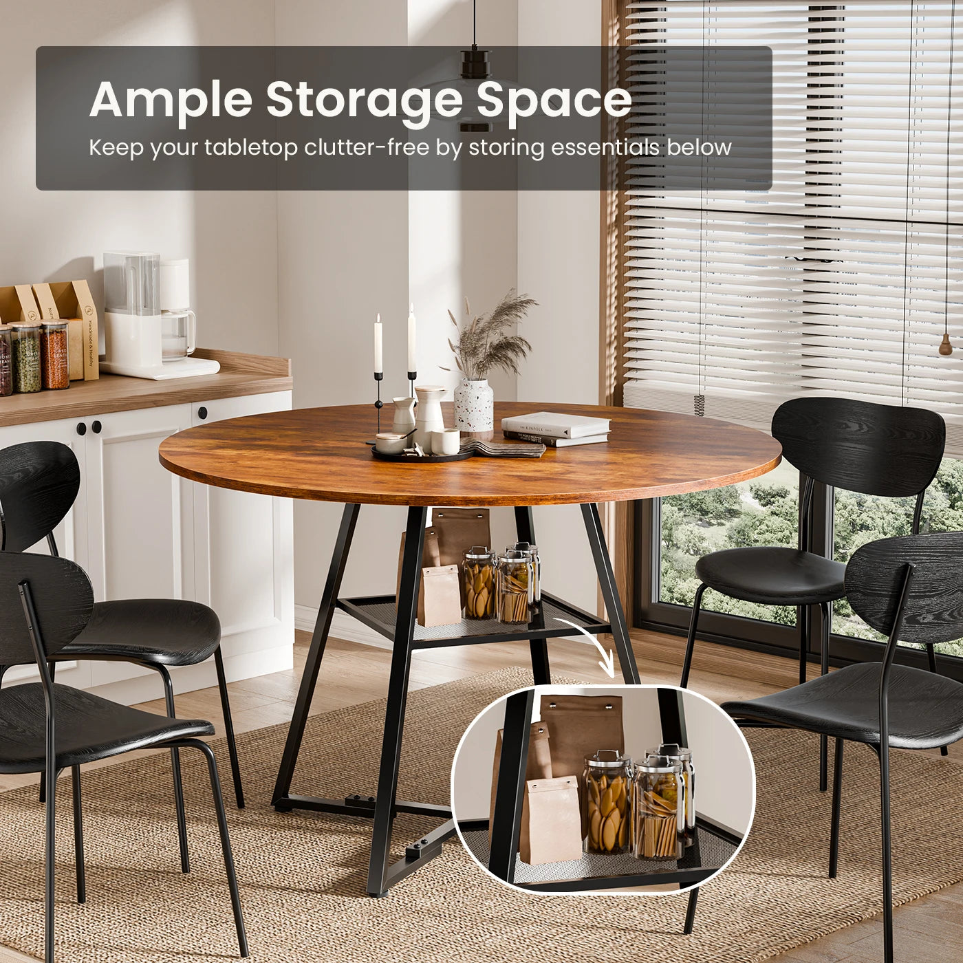 Round Dining Table for 4-6