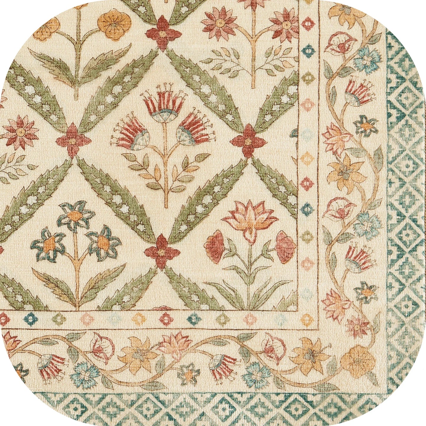 Washable Area Rug Vintage Botanical Kitchen Mat