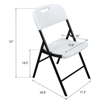 4 Pack Plastic Folding Chairs White and Black