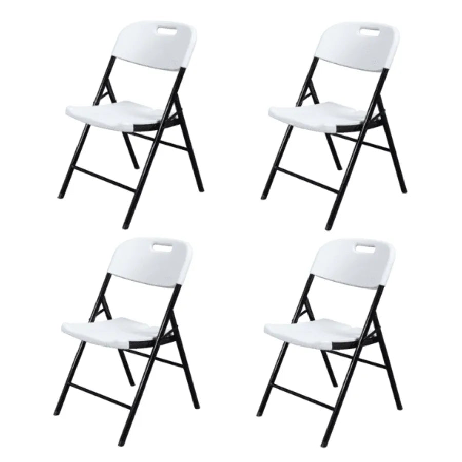 4 Pack Plastic Folding Chairs White and Black