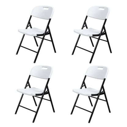 4 Pack Plastic Folding Chairs White and Black
