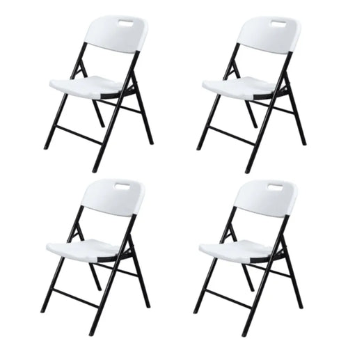 4 Pack Plastic Folding Chairs White and Black