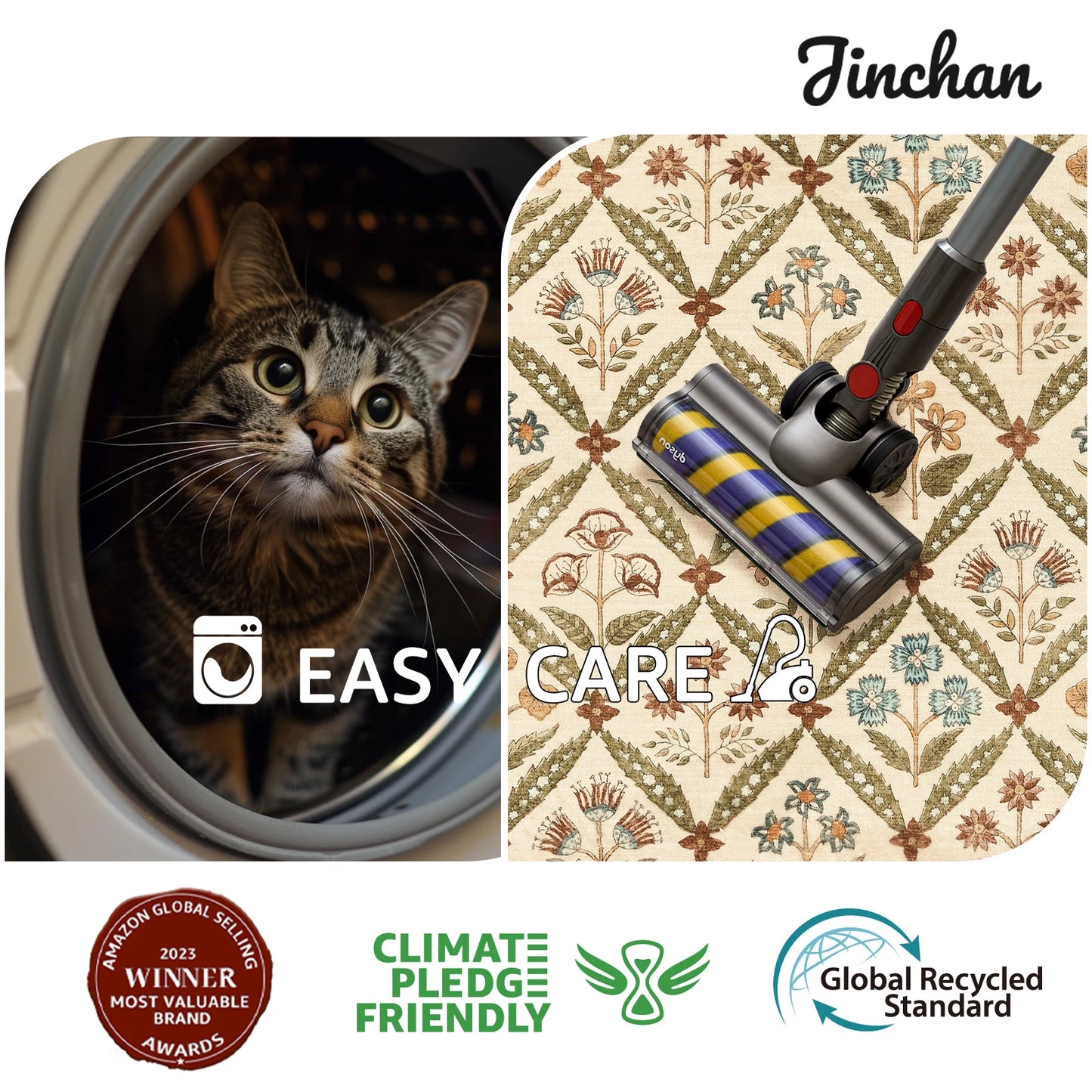 Washable Area Rug Vintage Botanical Kitchen Mat