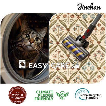 Washable Area Rug Vintage Botanical Kitchen Mat