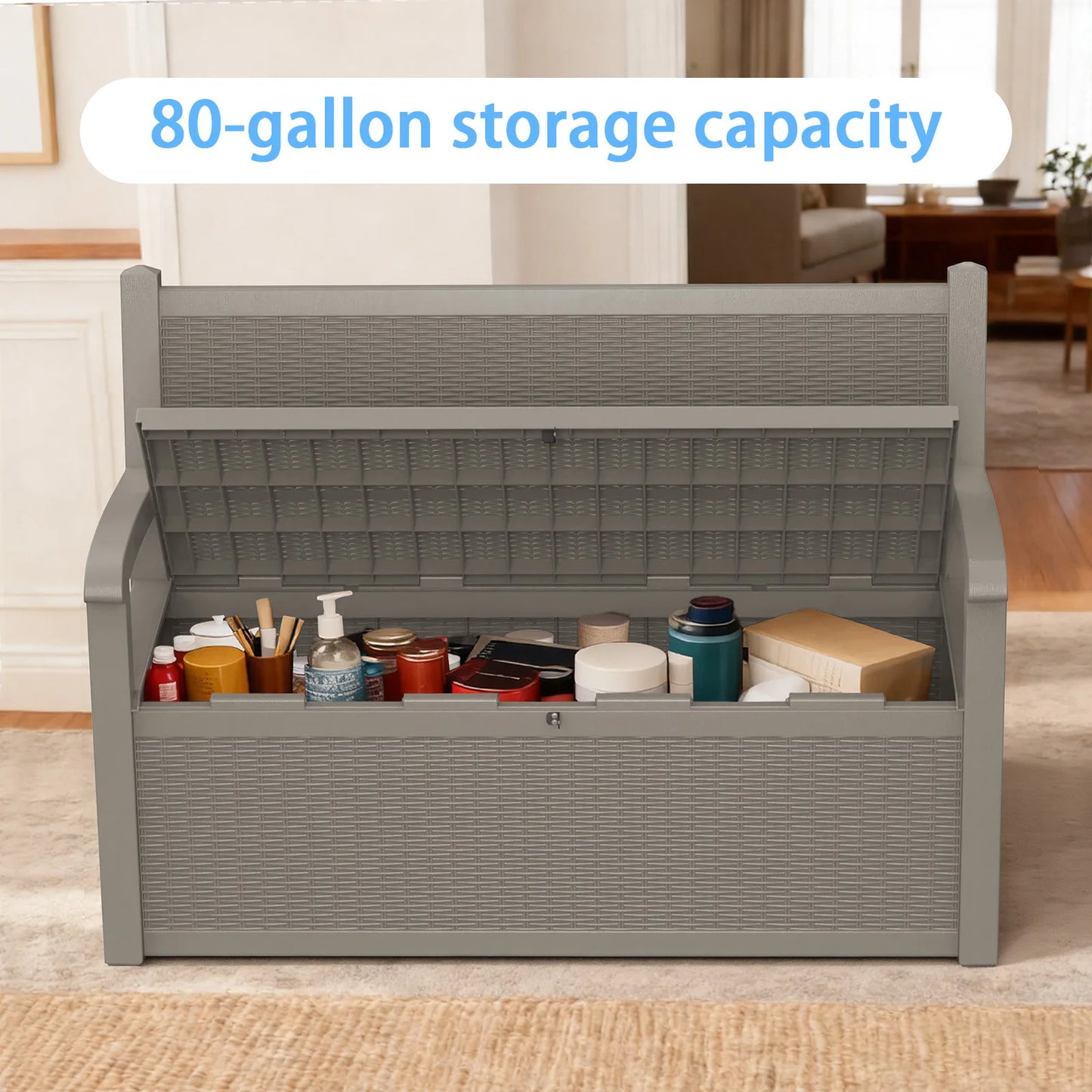 Outdoor Storage Bench with Rattan Look