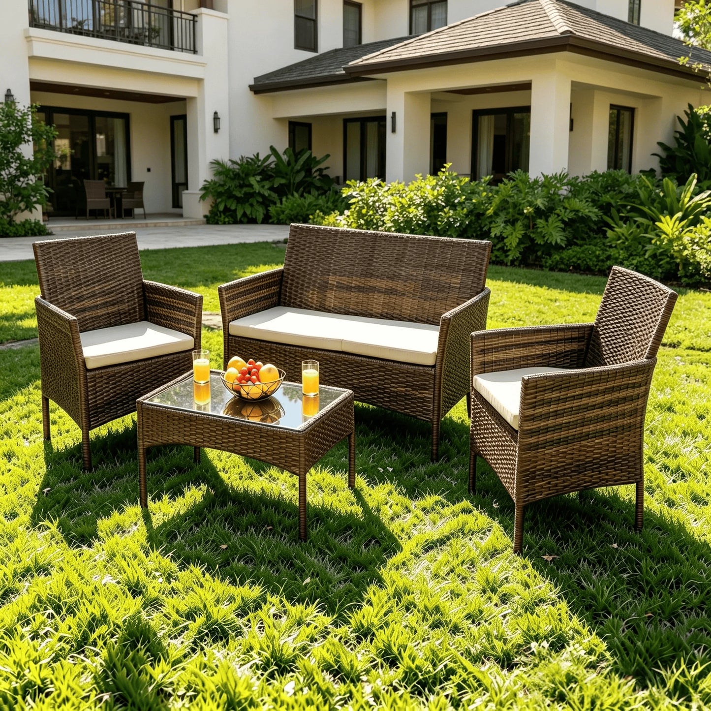 4-Piece Outdoor Rattan Patio Furniture Set