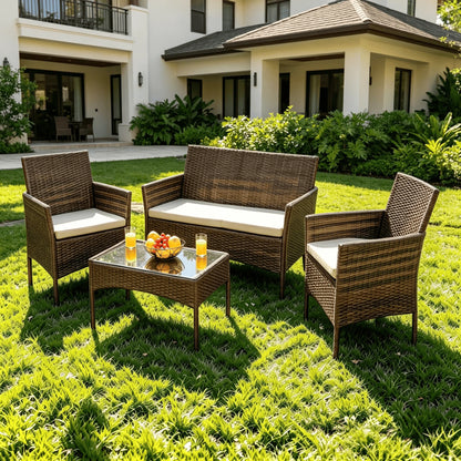 4-Piece Outdoor Rattan Patio Furniture Set