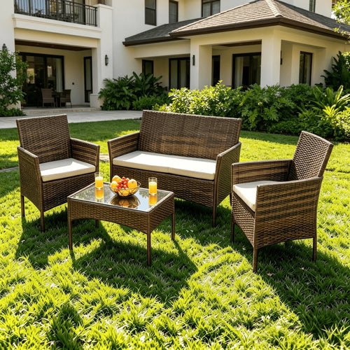 4-Piece Outdoor Rattan Patio Furniture Set