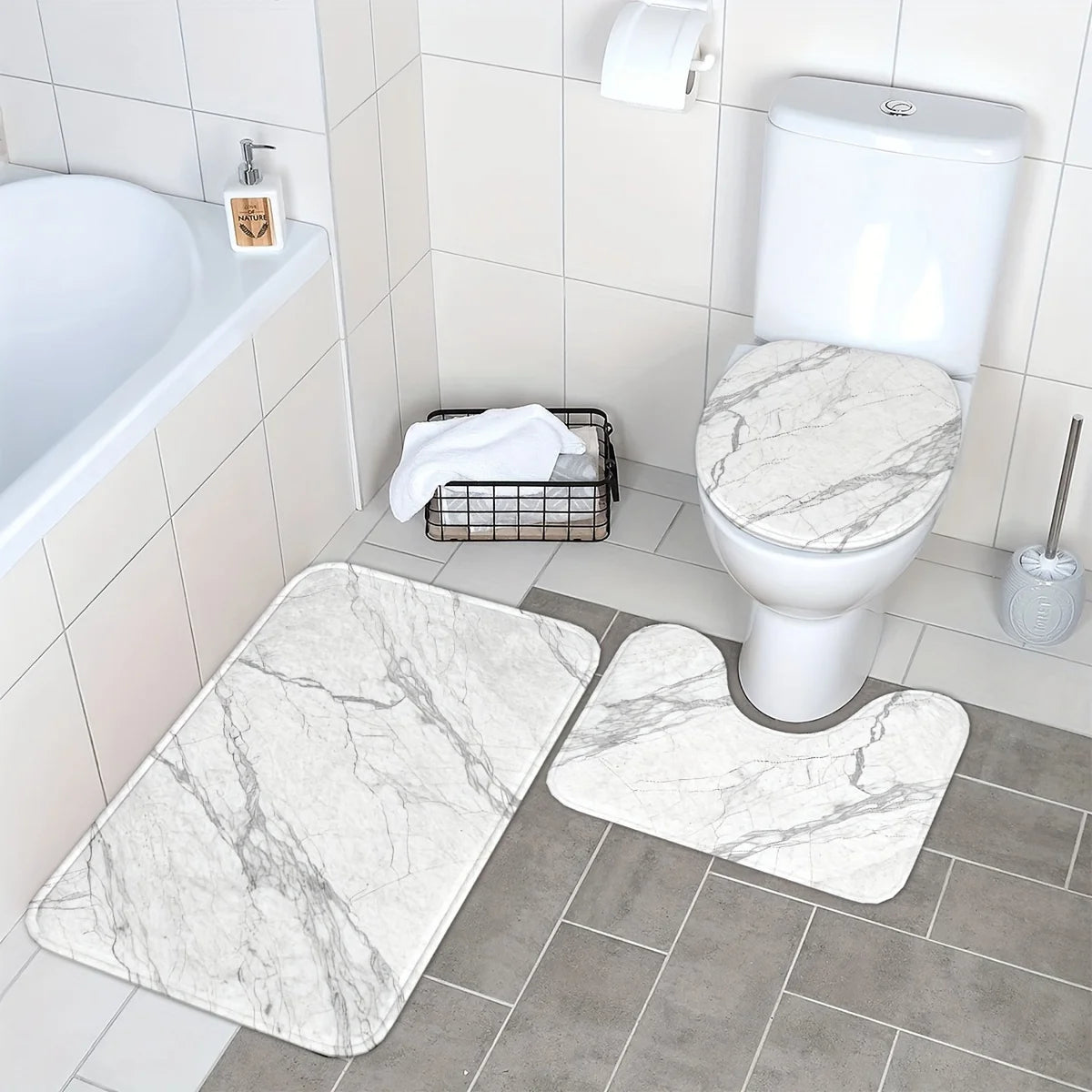 3PCS Marble Bath Mat Set