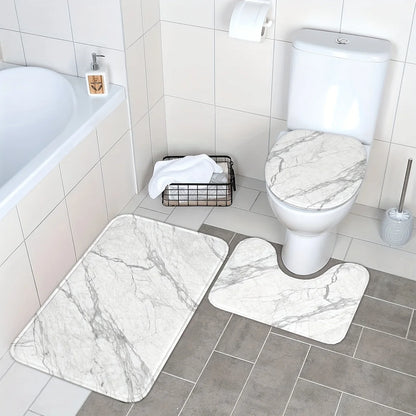 3PCS Marble Bath Mat Set