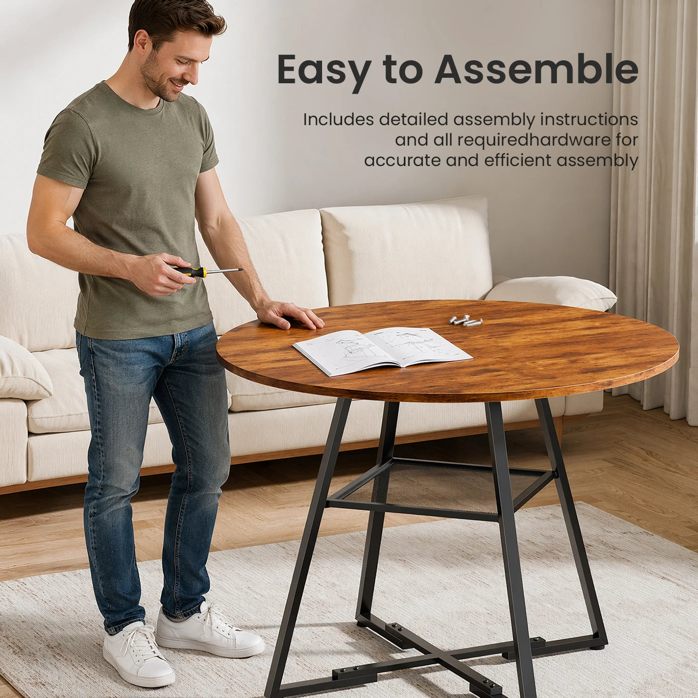 Round Dining Table for 4-6