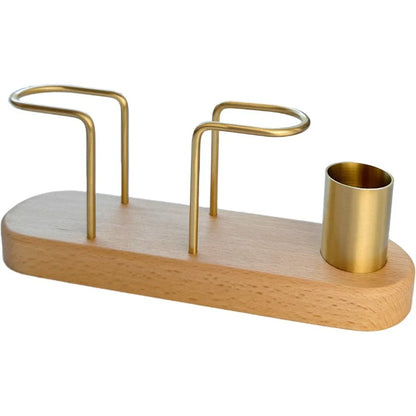 Walnut Wood & Brass 2-in-1 Napkin Holder with Toothpick Dispenser