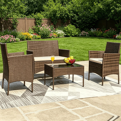 4-Piece Outdoor Rattan Patio Furniture Set