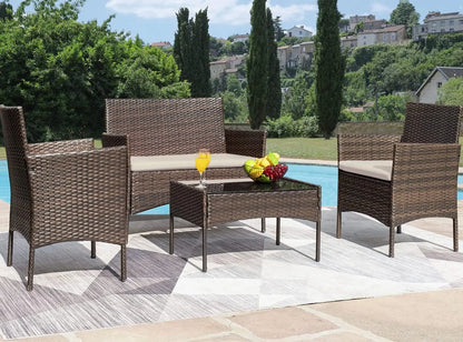4-Piece Outdoor Rattan Patio Furniture Set