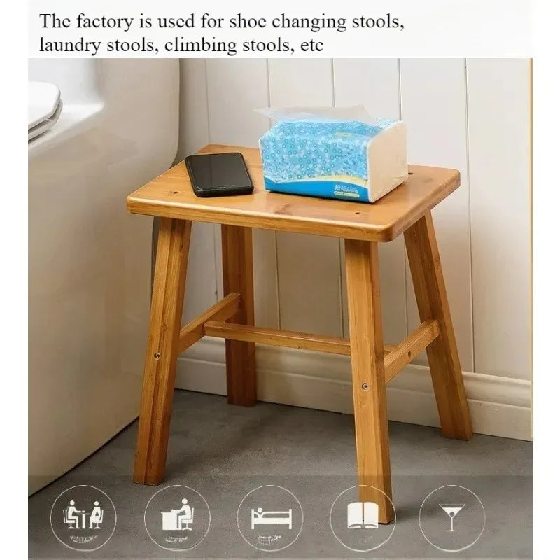 Thickened Nanzhu Mazar Stool Wooden Bench
