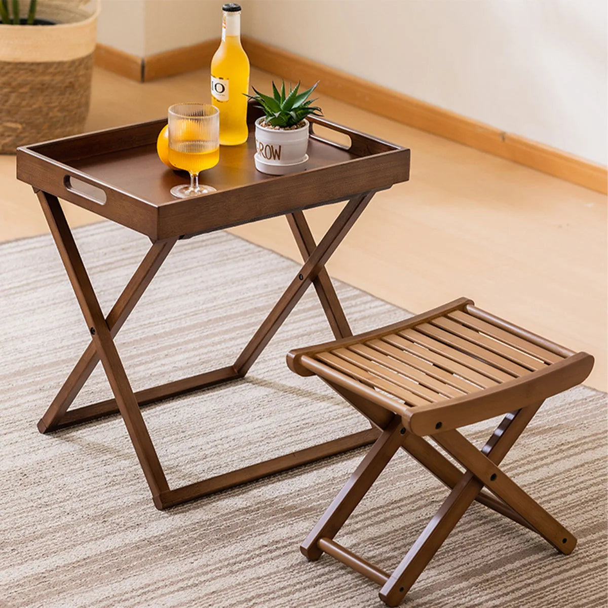 Portable Folding Bamboo Shower Stool