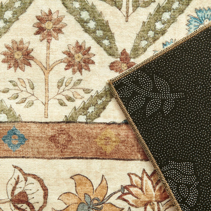 Washable Area Rug Vintage Botanical Kitchen Mat
