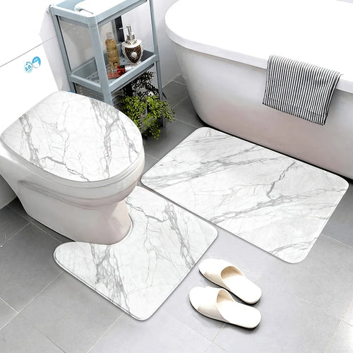 3PCS Marble Bath Mat Set