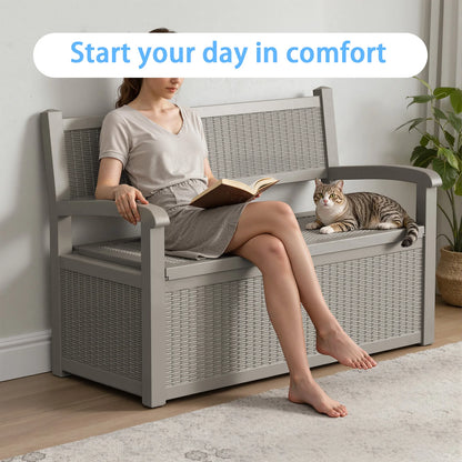Outdoor Storage Bench with Rattan Look