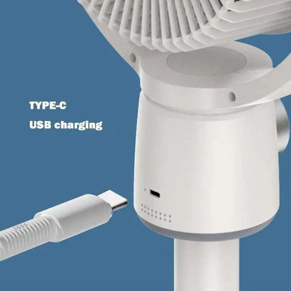 USB Rechargeable Floor Fan Silent Turbine Air Circulation