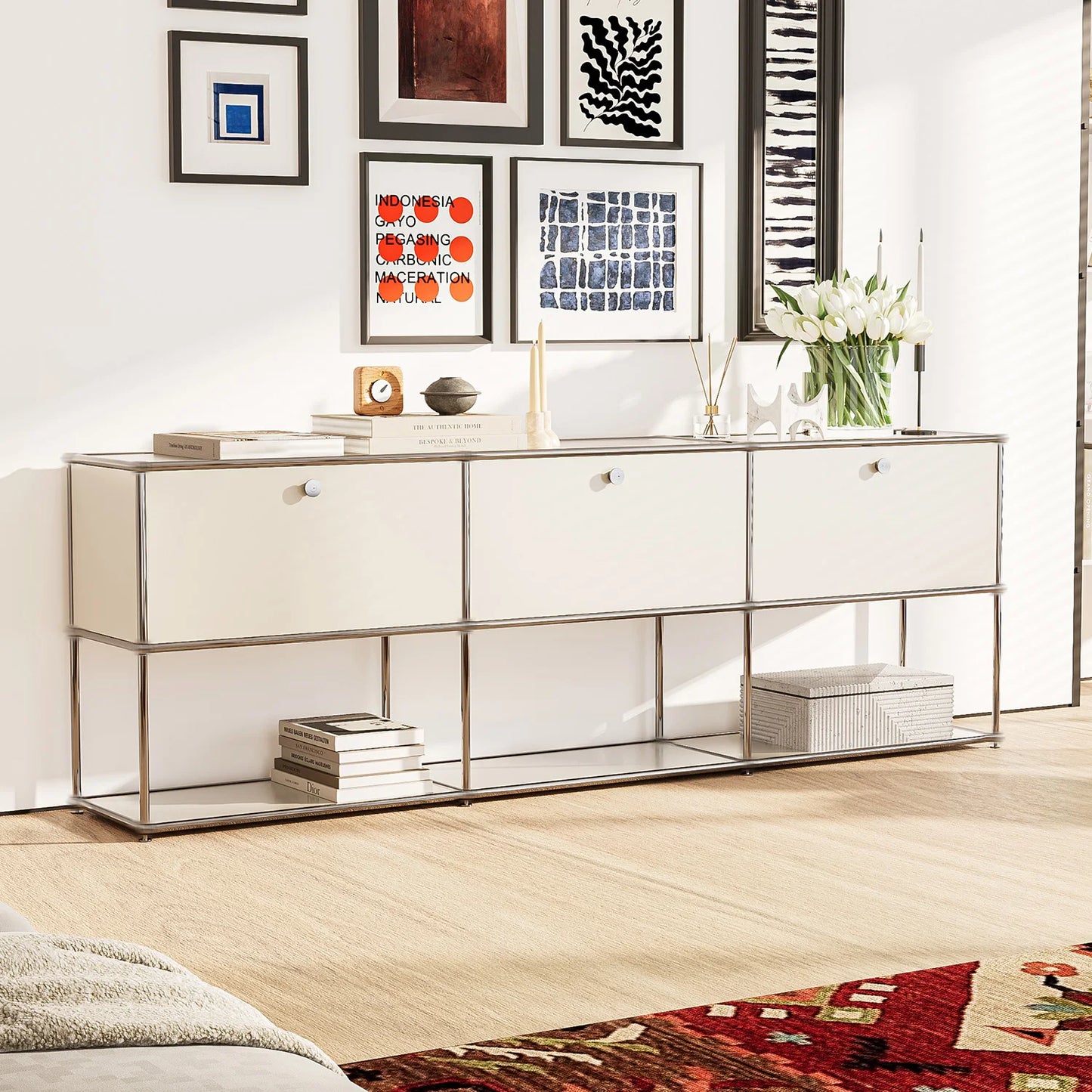 Storage Cabinet Sideboard Storage Shelf Furniture Stainless Steel