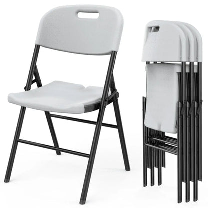 4 Pack Plastic Folding Chairs White and Black