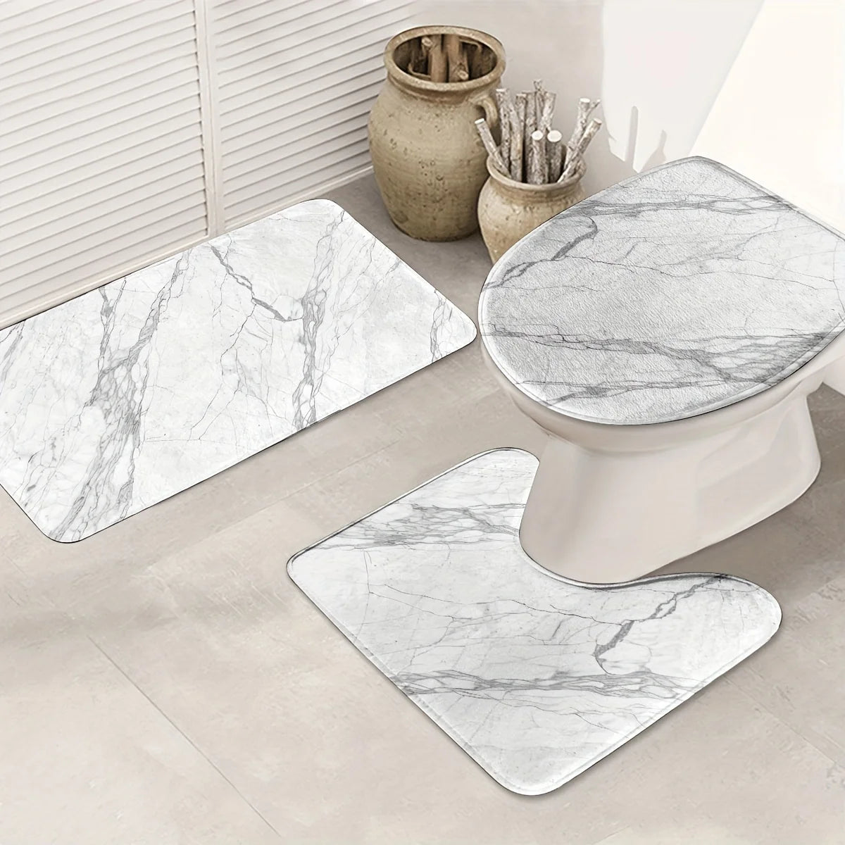 3PCS Marble Bath Mat Set