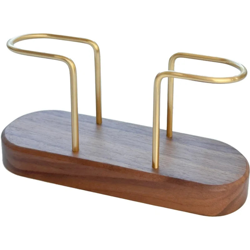 Walnut Wood & Brass 2-in-1 Napkin Holder with Toothpick Dispenser