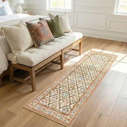 Washable Area Rug Vintage Botanical Kitchen Mat