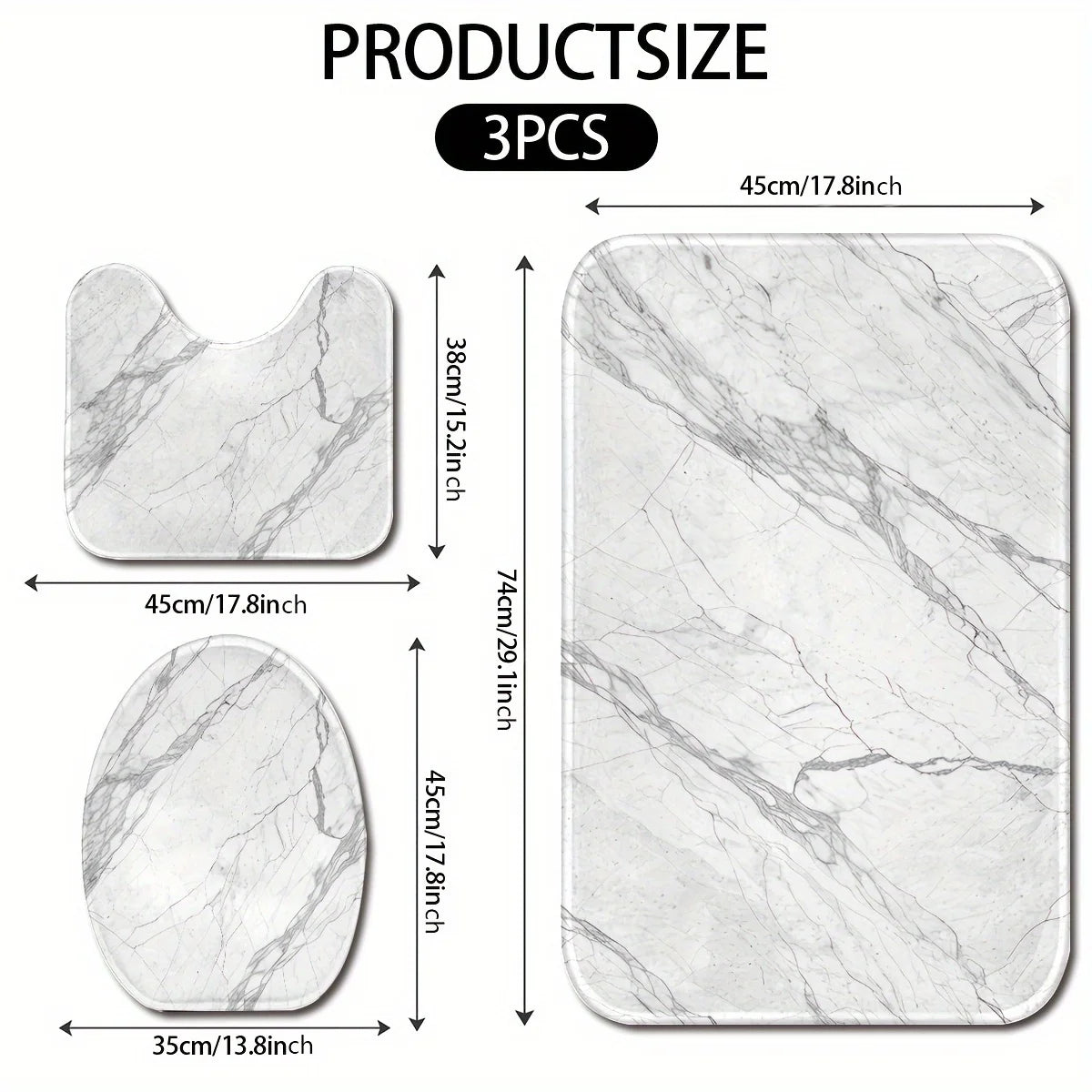 3PCS Marble Bath Mat Set