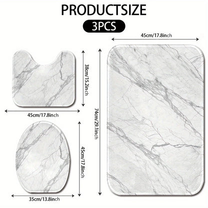 3PCS Marble Bath Mat Set