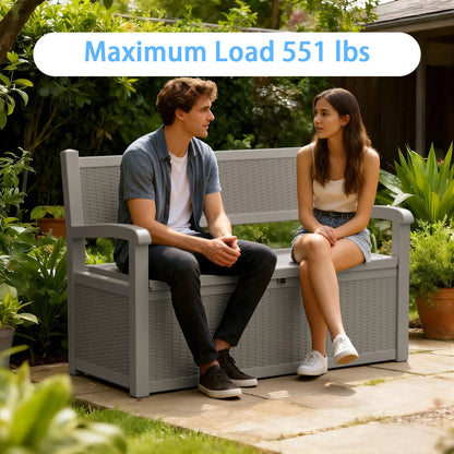 Outdoor Storage Bench with Rattan Look