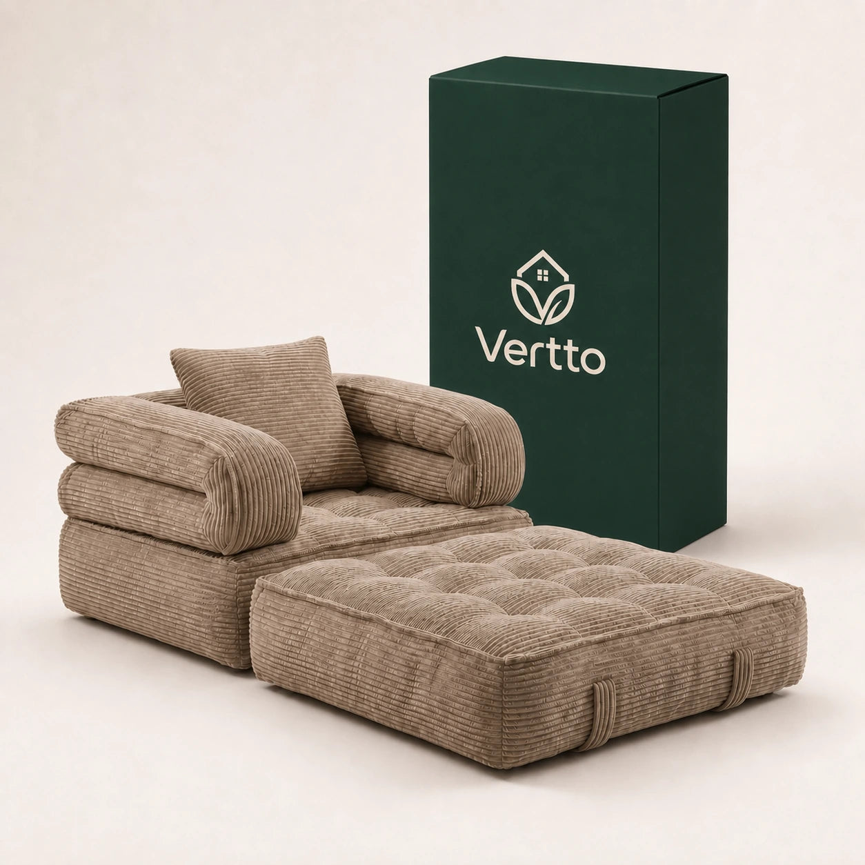 Zusammenklappbares Wolken-Schlafsofa in Beige