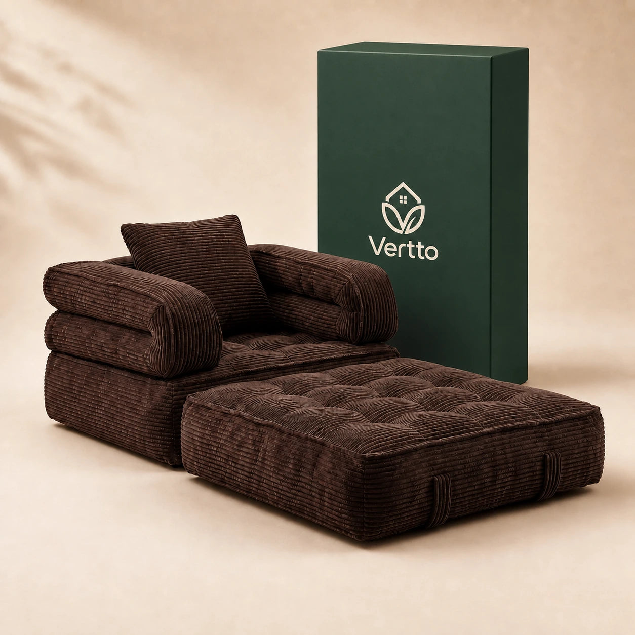 Zusammenklappbares Wolken-Schlafsofa in Braun