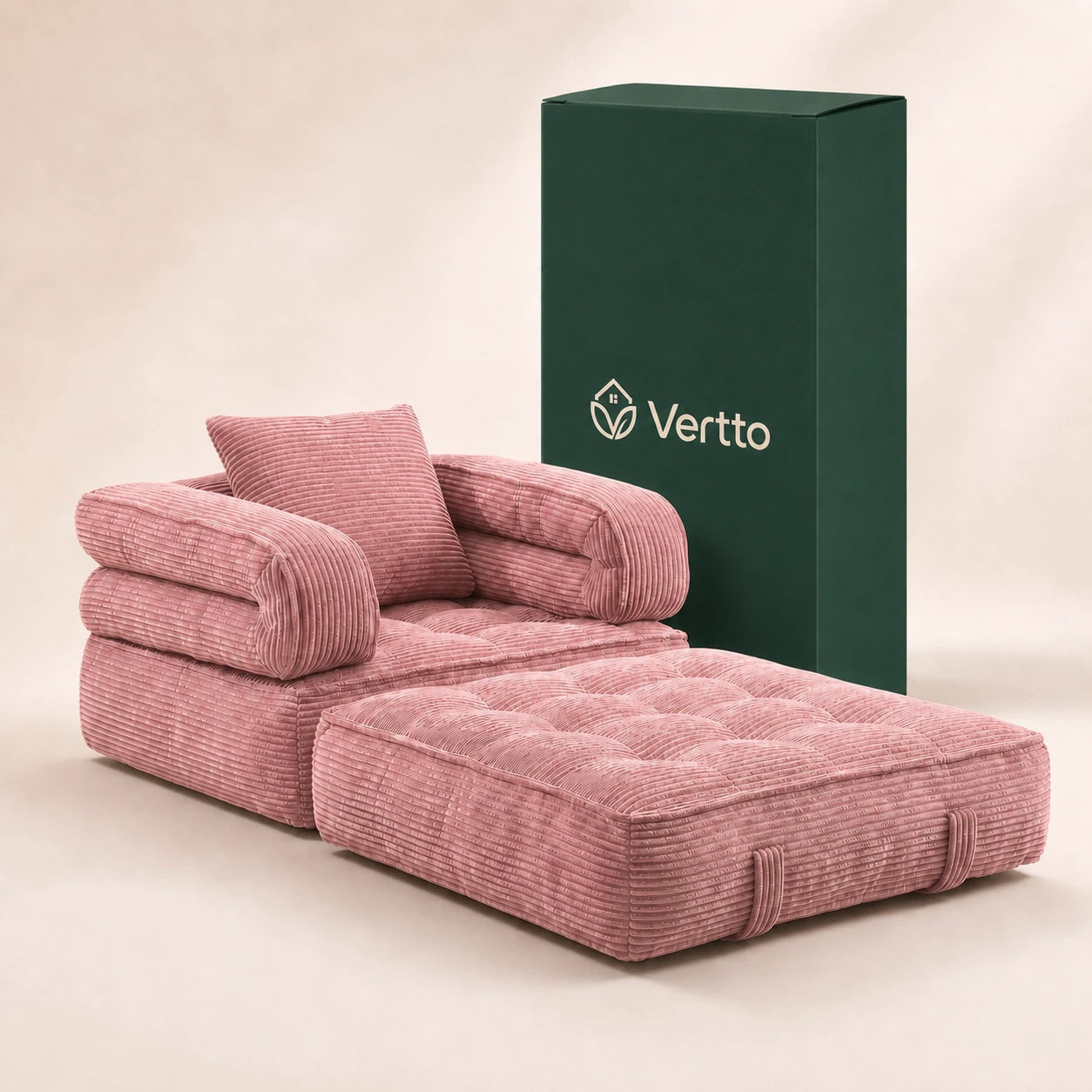 Faltbares Cloud-Schlafsofa in Rosa