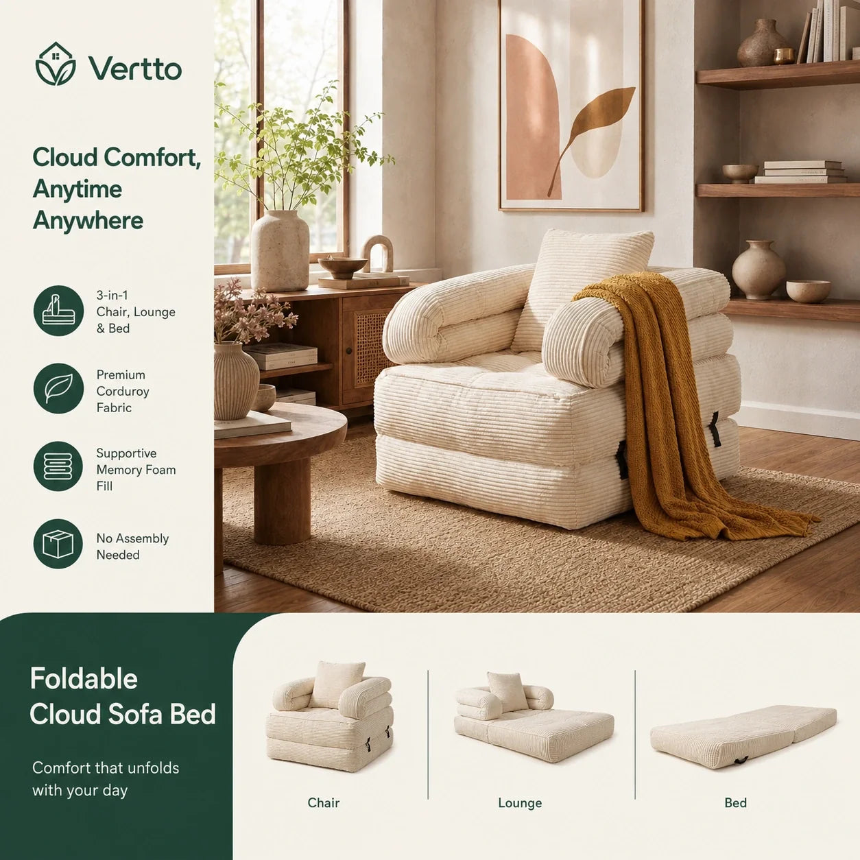 Faltbares Cloud-Schlafsofa, Detail 02