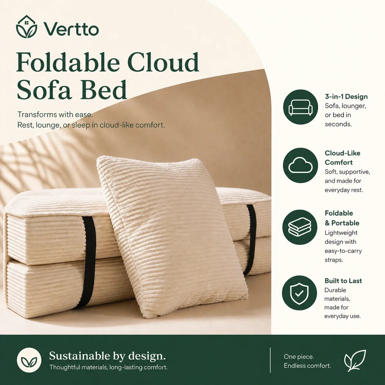 Zusammenklappbares Wolken-Schlafsofa, Detail 06