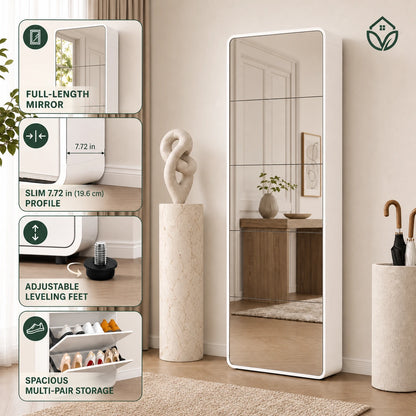 Mirror Shoe Storage Cabinet 5 Drawers