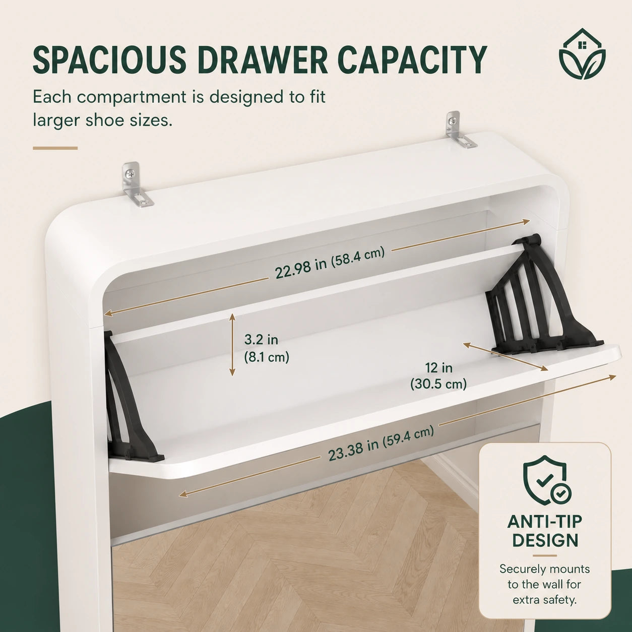 Mirror Shoe Storage Cabinet 5 Drawers
