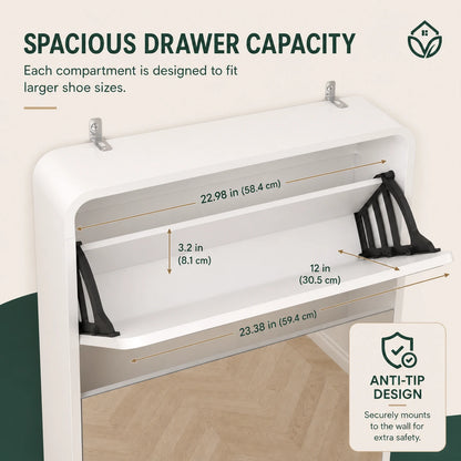 Mirror Shoe Storage Cabinet 5 Drawers