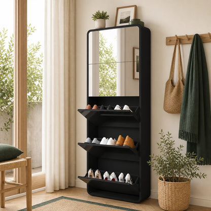 Mirror Shoe Storage Cabinet 5 Drawers